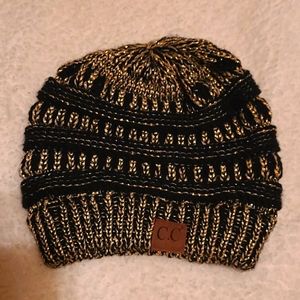 C.C Black and Gold Spun Winter Toboggan
